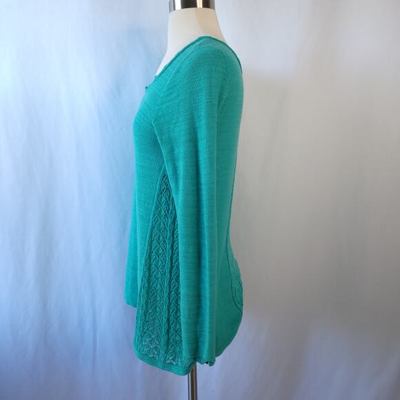 Anthropologie Sparrow Teal Blue Knit Scoop Neck Sweater Lightweight Size Small - Picture 3 of 9